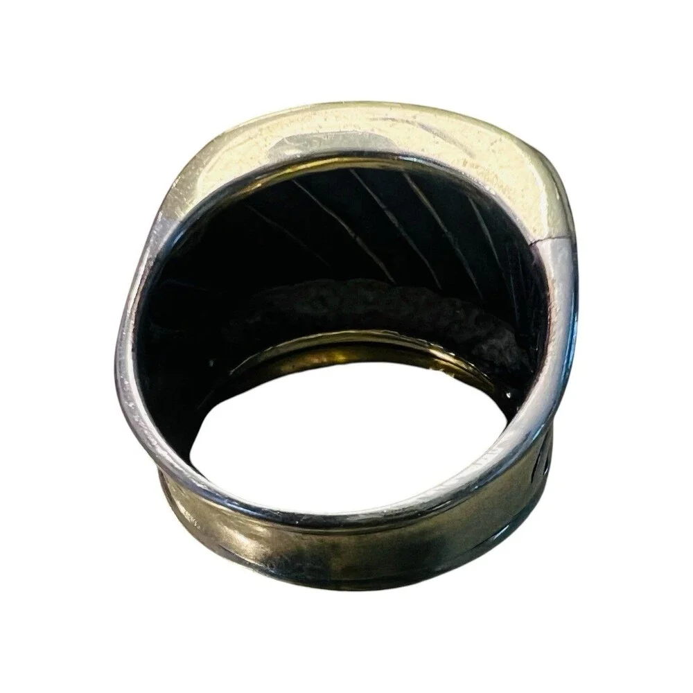 David Yurman 14k Yellow Gold & Sterling Silver Cigar Ring 8.23G  / Sz 8